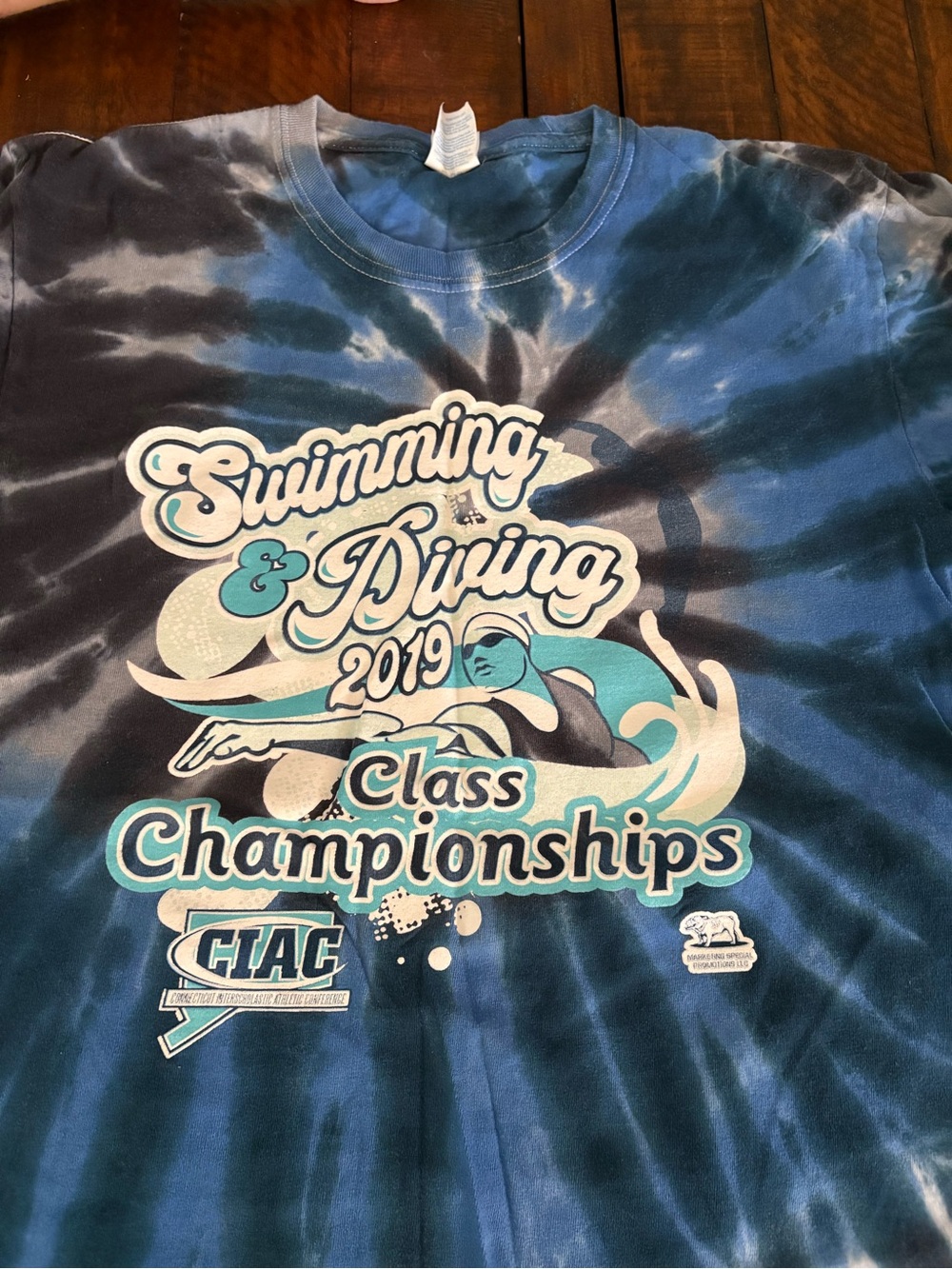 Swimming & Diving 2019 CT CIAC Class Championships Tie-Dye T-Shirt - Blue